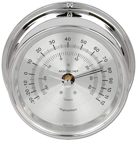 Maximum Criterion Accurate Weather Thermometer - Chrome Case, Silver Dial
