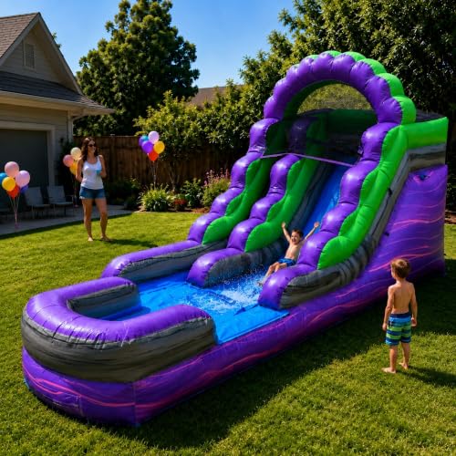 TentandTable 12FT Commercial Inflatable Water Slide & Blower, Purple Marble