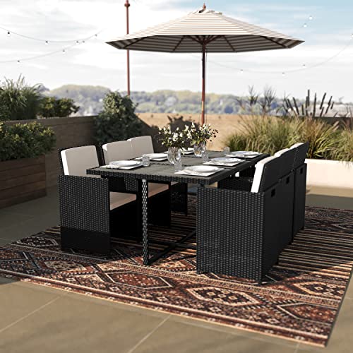 Taylor & Logan Somerville 7 Piece Patio Dining Set Gray/Black