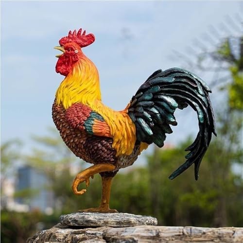 Rooster Statue Outdoor Decor, Resin Garden Figurine for Lawn Ornament, Rustic Yard Decoration, Farmhouse Patio Accent, Country Home Display
