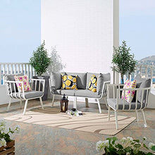 Lounge Sectional Sofa Chair Set, Aluminum, Metal, White Grey Gray, Modern, Outdoor Patio Cafe Bistro