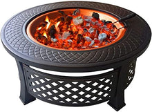 Garden Fire Pit Grill Bowl Grill Barbecue Rack Fire Pit with BBQ Grill Shelf,Outdoor Metal Brazier Round Table Fire Pit Garden Patio Heater/BBQ/Ice Pit,Outdoor Fire Pits