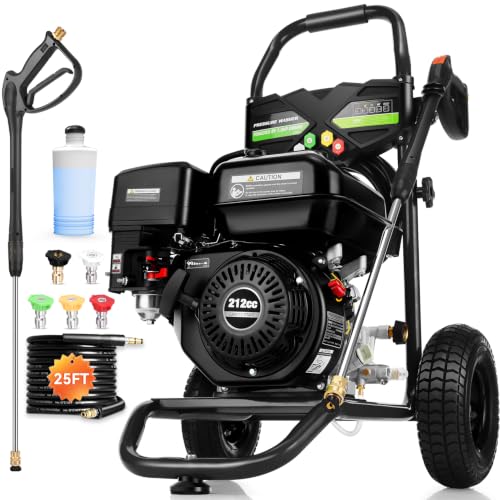 4200PSI Gas Pressure Washer 4.0GPM Gas Power Washer 212CC Gas Powered Washing Machine Commercial High Pressure Washer with 25ft Hose&5 Nozzles for Patio Garden Yard Vehicle,EPA/CARB/ETL