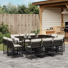 Kaorsrow 11 Piece Garden Dining Set with Rectangular Table and 10 Chairs, PE Rattan Outdoor Patio Furniture Set for 10, Black and Cream White Dining Furniture for Backyard Terrace