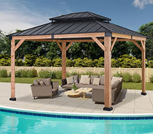 ABCCANOPY Wood Gazebo 11x13 Black - Outdoor Patio Wooden Gazebo with Hardtop Metal Double Roof