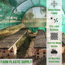 Farm Plastic Supply - Green Shade Cloth - 70% - Mesh Fabric for Fence Privacy Screen, Garden Shade, Mesh Fence Screening, Shade Cloth Rolls, Wind Screen (12' x 75')