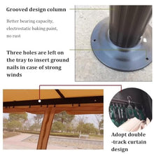 Outdoor Metal Double Roof Canopy, Pop Up Instant Gazebo Tent, Patio Garden Pergola with Zipper, Double-Track Curtain Design, for Garden, Porch, Lawn(Red)