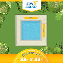 Sun2Solar Blue 33 ft x 33 ft Square Solar Cover | 12 Mil | Heat Retaining