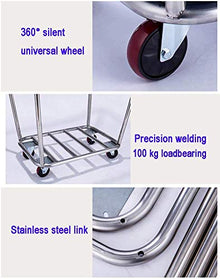 GagalU Railway Transportation Tools Mobile Linen Motors Compatible with Hotels/Lobby, 10,000-way Round Detachable Stainless Steel Storage Cart, 100kg, Brown