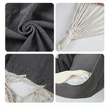 Hanging Hammock Chair Seat 2 Cushions Cotton Indoor Outdoor Portable Rope Relax Tassel Swing with Frame Stand for Living Room Bedroom Terrace Balcony Garden Pink (Black)