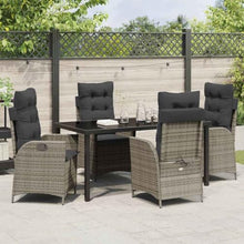 YNGBHFNOP Modern 5-Piece Outdoor Dining Set with Cushions, Grey Poly Rattan Patio Furniture Set for Garden Backyard Porch, All-Weather Wicker Table and Chairs