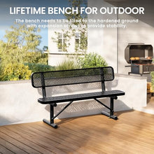 Sunnibety 6 Feet Heavy Duty Metal Park Bench for Outside, Outdoor Bench with Backrest & Portable Frame, Commercial Benches for Shopping Malls, Stores, Parks, Patios, Decks, Black