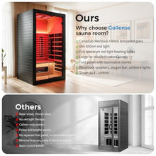 Gollense Infrared Sauna with 660 & 850nm Red Light Therapy, 2 Person, Black