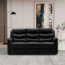 Eafurn Black Faux Leather Recliner Loveseat Sofa with Console 78.74