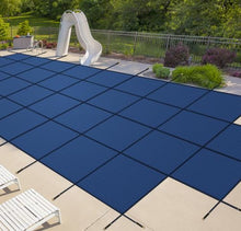 iCOVER Inground Pool Safety Cover, Fits 18x36ft Rectangular Pools with 4x8ft Center End Step, Winter Pool Covers for Inground Pools, Safety Pool Covers, Triple Stitched High Strength, Blue