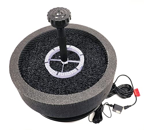 Custom Pro 6000 Floating Pond Fountain/Aerator with Multi Tier Nozzle, 108 LED Spotlight, 24-Inch Float, 100 Foot Power Cord White/Silver