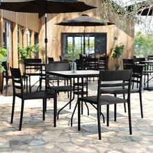 Flash Furniture Resin Indoor/Outdoor Stackable Chair, Black, 4-Pack