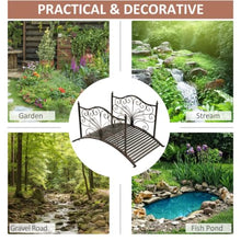 Hassyee Scrollwork Metal Arch Backyard Bridge with Decorative Silhouette & Weight Bearing Support for Creek Landscaping, Compact Garden Bridge with Integrated Side Rail Accents for Private Courtyard