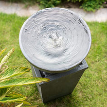 Zen Garden Fountain - 35.5" Gray Polyresin Bowl Water Feature for Patio, Lawn, Birdbath