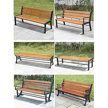 E Outdoor Courtyard Garden Bench Heavy Duty Powder Coated Steel Frame Double Seat Park Bench 5 cm Extra Thick Solid Wood Slot Weatherproof Bench for Backyard Lawn Path (A)