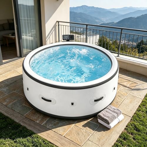 Inflatable Hot Tub 4-6 Person, Ø81.1in, 1400W Portable SPA Pool Round bathtub adult Leak-Proof Blow up Hot Tub with Insulated Cover Heater Pump for intdoor Outdoor SPA Pool, Durable PVC Material