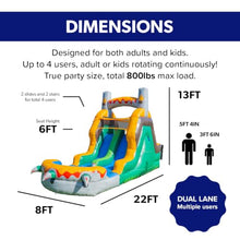 HeroKiddo 13ft T-Rex Dinosaur Commercial Inflatable Dual Lane Water Slide