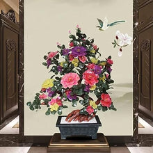 SYRIS Simulation Potted Plants Bonsai Tree Lobby Crafts Jade Carving Peony Bonsai Living Room Home Snei Decorations Office Floor Decorations Fake Plant Greenery Decor for Desk