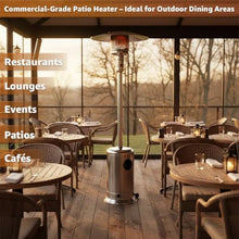 Stainless Steel Steel Propane Patio Heater 47,000 BTU – Portable Outdoor Gas Heater with Round Reflector & Stainless Steel Burner for Backyard, Restaurant, Bar, Deck, Garden, Outdoor Catering Events