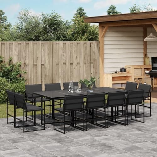 Keeushr 11 Piece Modern Patio Dining Set with Cushions, Weather Resistant Outdoor Dining Set and Garden Furniture with Table, Foldable Chair for Garden