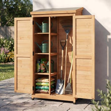 Cesqouc Outdoor Metal Top Wooden 3 Adjustable Shelves Storage Sheds Garden