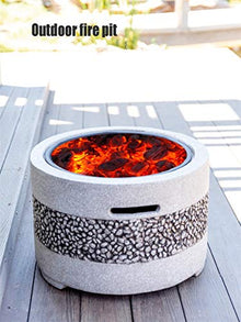 Fire Pits Outdoor Imitation Stone BBQ Grill Kit, Backyard Patio Garden Fireplace, for Camping Outdoor Heating Campfire and Picnic, 55.5cm/21.9" (Beige Kit)