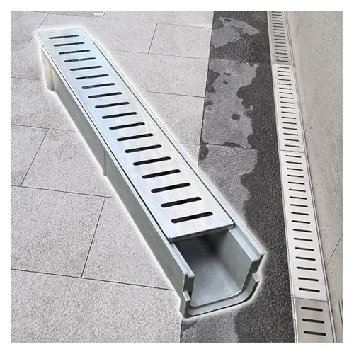 YXEDPBF 2439in Linear Drain ChannelStainless Steel Cover Removable Trench Drain System for Efficient Water Management (100x16x20cm) Ideal for Showers & Outdoor Use