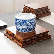 OREKPOT Pcs Plants Saucers Square Root Carved Solid Wood Base Vase Fish Tank Table Decoration Crafts Ornaments Bracket Tray Base Plant Pot Saucers,