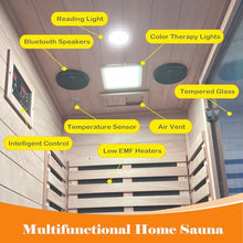 GDFStudio 35.4" Single Person Far Infrared Sauna Room Indoor Low EMF Cabin 110V 1120W Carbon Heater, Bluetooth Audio, 7 Color Light Therapy, Tempered Glass Door, Home Wellness Spa