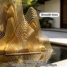 Dalumian Gold Metal Statue Yard Decor, Large Mountain Range Statue, Modern Garden Ornament, Floor-standing Backyard Decoration, Indoor and Outdoor, Easy to Install(120 * 58cm)