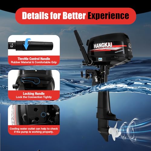 SNKOURIN 6.5HP 4 Stroke Outboard Motor with Water Cooling & CDI Ignition Black