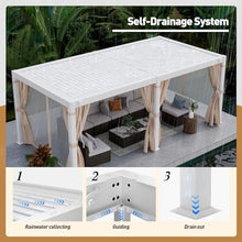 COSIEST 10'x20' Outdoor Louvered Pergola with Adjustable Roof, Netting & Curtains, Hardtop Gazebo Sun Shade White