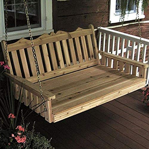 A & L Furniture Yellow Pine Royal English Garden Swing Bed, 6', Tractor Red