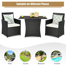 DUYHBAWRS 3PCS Patio Rattan Furniture Set Cushion Sofa Armrest Garden Deck White Easy to Assemble