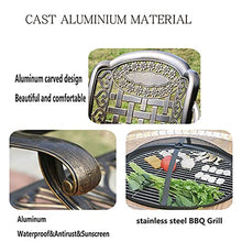 ERoomQ Wood Fire Pits Outdoor 122cm/48 Outdoor Garden Barbecue Table with Wood Burning Fire Pit, Aluminum Party BBQ Table and Chair Set, Multifunctional Dining Table with 4 Chairs