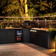 cozze® Elements Outdoor Kitchen 110 Drawer Module with 15mm HPL Worktop, Modular Outdoor Kitchen Cabinet, Galvanized Powder-Coated Steel, Adjustable Feet, Matt Black, 90 x 110 x 60 cm