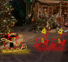 LAMPHOME 92"x32" Animation 978 LED Two Deers and Santa Super-Bright Multi LEDs Outdoor Christmas Decoration with 11 Functions and Timer Waterproof for Outdoor Home Party Lawn