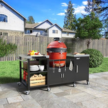 GDLF Outdoor Grill Table for XL Big Green Egg, Metal Grill Cart