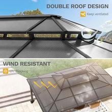 DWVO 12x16FT Outdoor Polycarbonate Gazebo, Double Roof Canopy