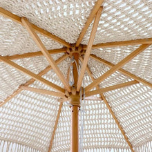 XOBRJQZ Beach Umbrella with Tassel, Decorative Garden Umbrella with Rope Pulley System, 48mm Wood Pole