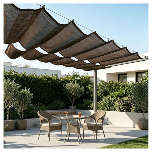 Retractable Wave Sun Shade Sail,Slide Wire Wave Shade Sail,Outdoor Replacement Shade Cover,U Shape Sunblock Shade Cloth,Slide on Wire Hung Canopy,Breathable Insulation Net(W2.6*L8m/W8.53*L26.25ft)