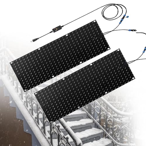2 Pcs Heat Mats for Snow, 10" X 30" Rubber Heated Mat, Heated Walkway Mat, Non-Slip Snow Melting System for Winter Stairs Sidewalk Roofs