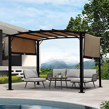 ANTSKU 12' x 9' Outdoor Pergola with Retractable Canopy Black Beige