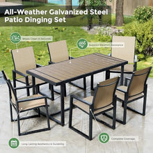 Jocoevol 7 Piece Patio Dining Set for 6, Outdoor Furniture Set Includes 67" Rectangle Patio Table and 6 Textilene Dining Chairs, Outdoor Table and Chairs for Outsides, Backyard, Garden and Poolside