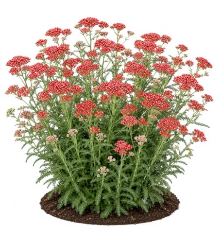 Votaniki Achillea Sassy Summer Sangria Yarrow #1 Size Root XXL Perennial Plant with Dark Red Flowers and Pollinator Friendly Summer Blooms for Borders Containers and Cut Gardens